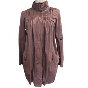 Peppe Peluso 100% Cotton Mauve Pleated Zip Light Trench Jacket Y2K 2000s M